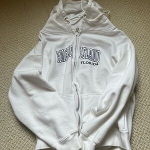 Vintage White Zip-Up Hoodie